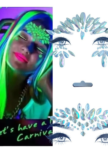 Strass Gemas Autoadhesivos Cara Fluo Brilla Oscuridad X25uni