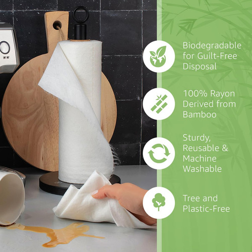 Toallas De Papel Reutilizables De Bambú, Superabsorbentes, 2
