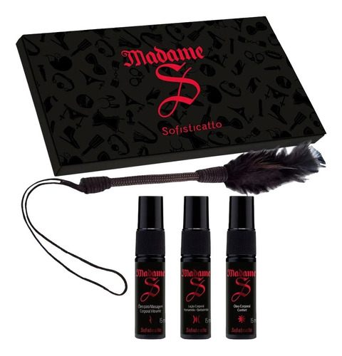  Kit Madame S Óleos De Massagem Corporal E 1 Varinha De Pena