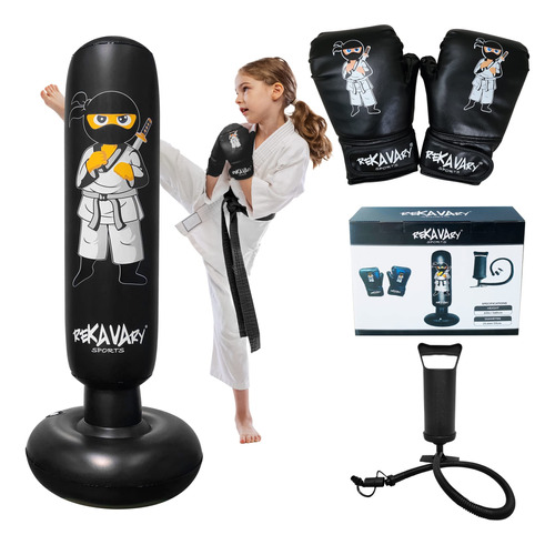 Kit Combinado De Saco De Boxeo Inflable Para Nios Completo C