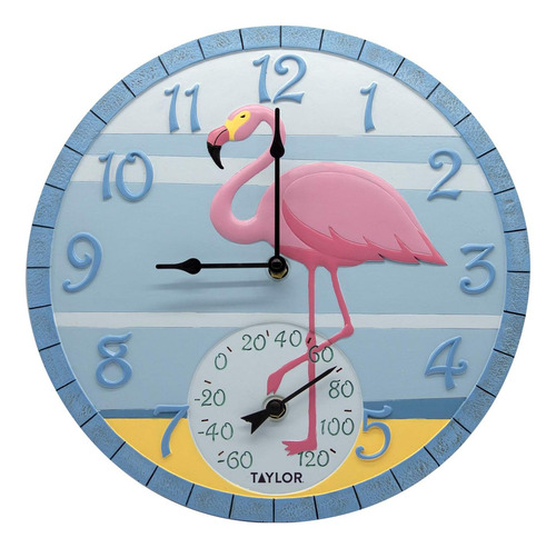 Reloj Y Termómetro De Poliresina Multicolor 35 Cm