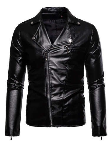 Chaqueta De Piel Tipo B Para Hombre, Casual, Con Cuello Alto