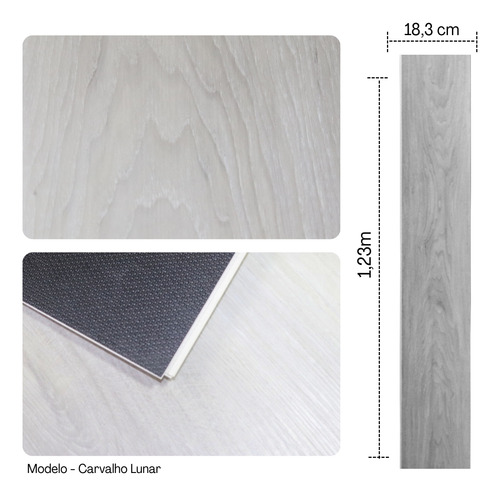 Piso Click Cor: Cinza Vinilico Clicado Textura Premium 1m²