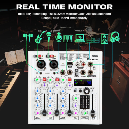 Mezclador De Audio Profesional De 4 Canales De 4 Canales Con