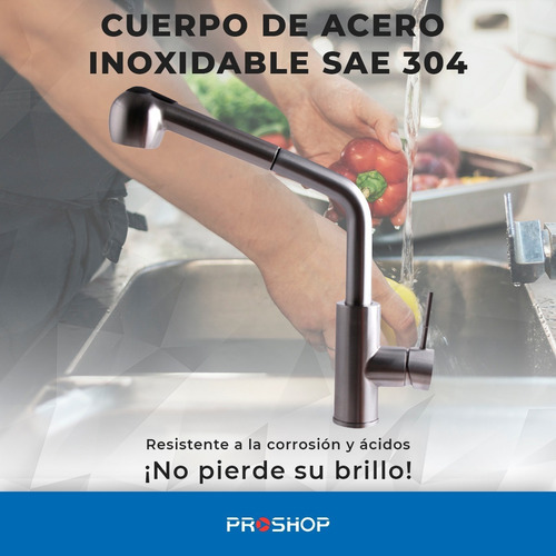 Imagen 4 de 10 de Canilla Monocomando Cocina Griferia De Acero - Nero Original