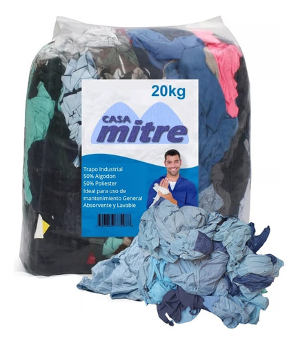  Trapo Industrial Limpieza 50% Algodon 50 % Polyester 20 Kg