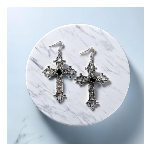 Pendientes De Cruz Gótica, Pendientes De Cruz Con Piedras De