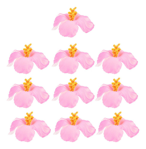 10 Piezas De Hermosas Flores De Hibisco, Bonitas Flores Rosa