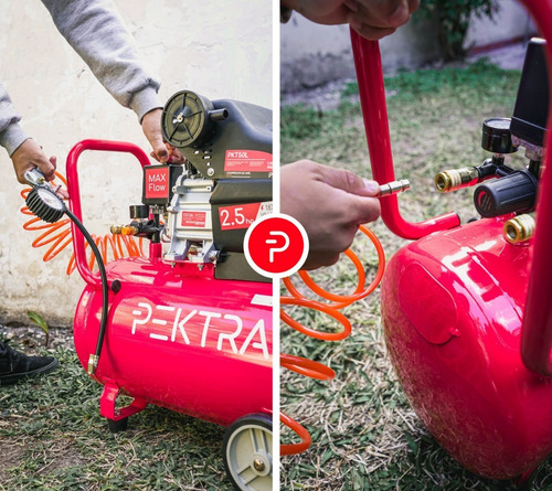Imagen 6 de 10 de Compresor De Aire 50 Litros + Kit Pektra 2.5 Hp Inflador
