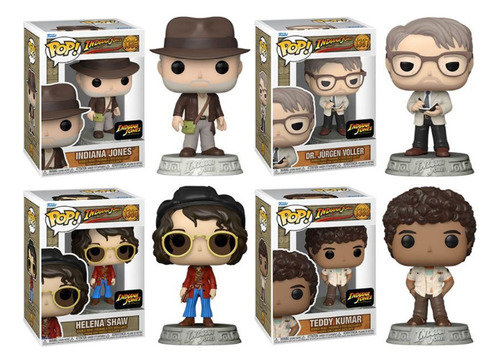 Indiana Jones 4 Funko Pop Indiana, Dr Jurgen, Teddy, Helena