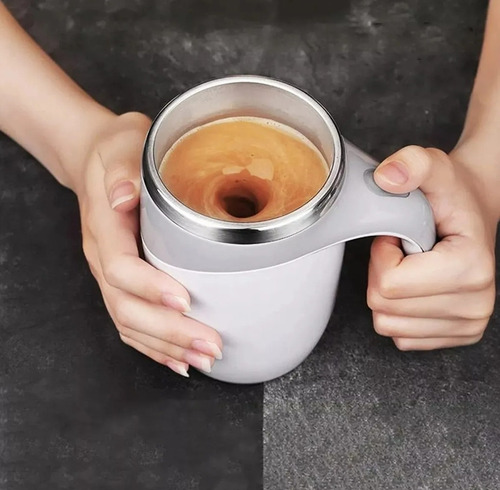 Taza Térmica Inteligente 380ml Con Agitación Automática Blanco Multifuncional