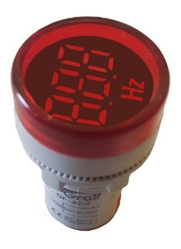 Imagen 2 de 5 de Frecuenciometro De Panel Gralf Gf-22f 22mm 220v 20-75hz Rojo