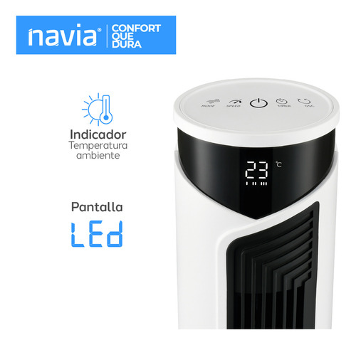 Ventilador De Torre 46 Pulgadas (116 Cm) Navia Vtn-007 19 Cm 60 Hz Blanco Plástico