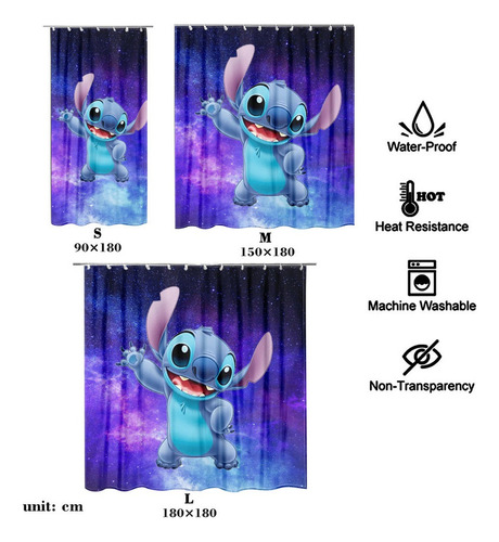 Aplicable A Juego De Cortinas De Ducha Anime Stitch,