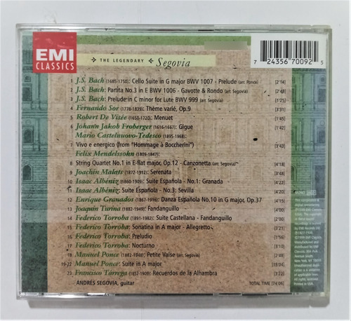 Andres Segovia Cd Guitarra Clasica The Legendary (Usado)