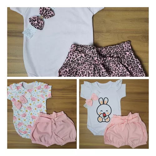 Roupa De Bebe Menina Conjunto Body E Short