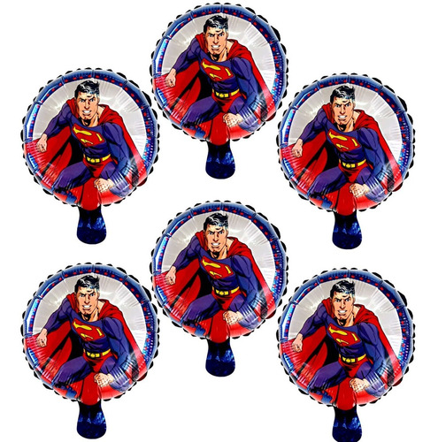 Set Pack Globo Metalizado Motivo Superman 22cm X 6