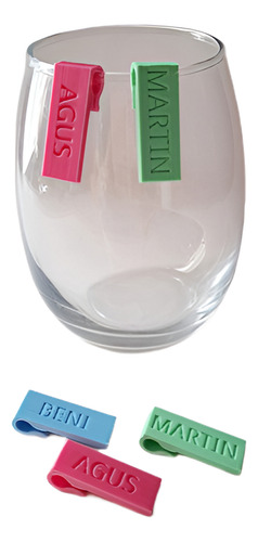 Identificador De Copas Vasos Con Nombre Personalizado X 4