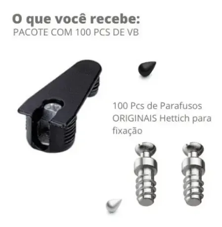 100 Vb/rafix Hettich 36/16 Preto + Pf Vb Du279 P/ Chapa 15mm