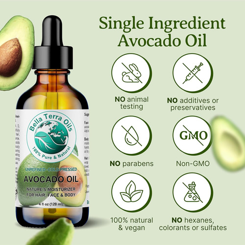 Bella Terra Aceite De Aguacate 240 Ml Prensado En Frío