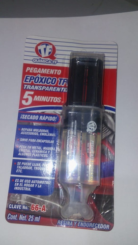 Pegamento Epoxico Transparente Tf  5 Min. Jeringa 25 Ml