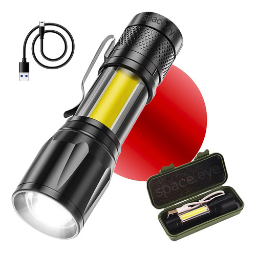 Mini Lanterna Tática Militar Led Portátil Recarregável Usb Com Zoom Space.eye