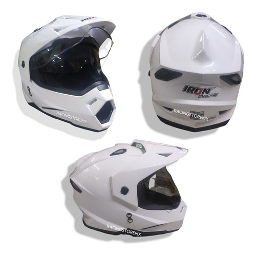 Casco Iron Cross Ir-93 L Cross Dot Blanco Doble Proposito