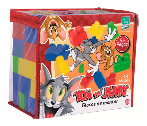 Monta Blocos Tom E Jerry 54 Peças Super Toys Infantil