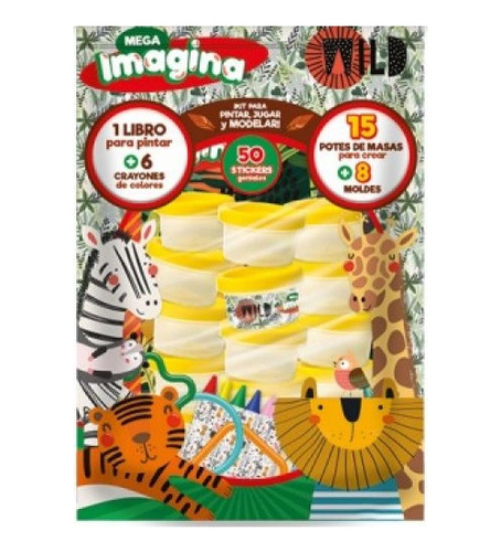 Animales Selva 15 Masas + Moldes + Libro +crayones +stickers