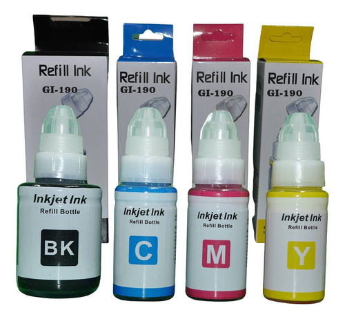 4 Botellas De Tinta Can Gi 190 Negro + Colores 2100 3100