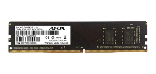 Imagem 2 de 2 de Memória Ram Para Pc 4gb Ddr4 2666mhz Afox Afld44fk1p