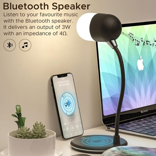 Lampara Bocina Bluetooth Cargador Inalámbrico De Celular