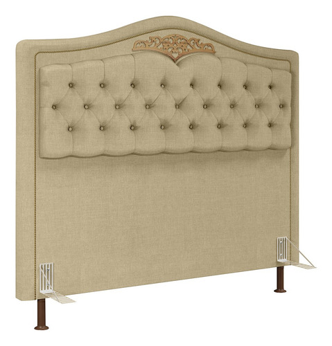 Cabeceira Cama Box Casal 140cm Com Tachas Imperial J02 Linho