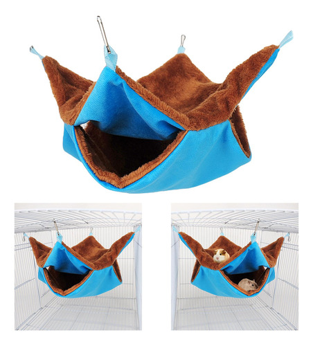 Hamster Hammock Jaula Colgante Casa De Cama Cálida Azul