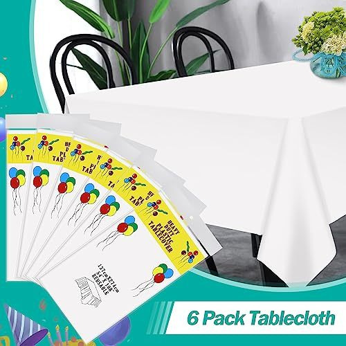 L 6 Pieces Plastic Tablecloths , Disposable Table Covers