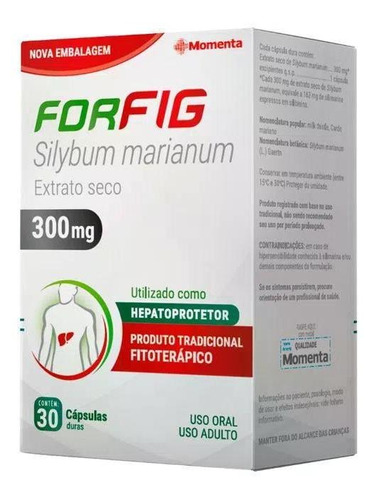 Forfig Silimarina 300mg Com 30 Comprimidos - Hepatoprotetor Sabor Sem Sabor