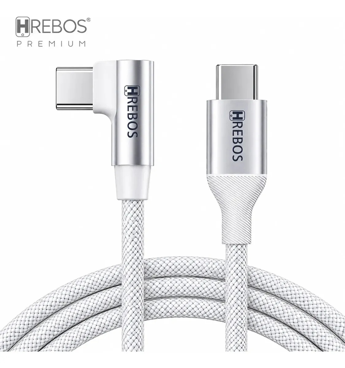Cabo Carregador Usb C Tipo C 90° L Gamer Reforçado 1.8m Cor Branco