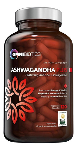 Suplemento Ashwagandha Orgánico Ksm-66 1300mg 120 Cápsulas
