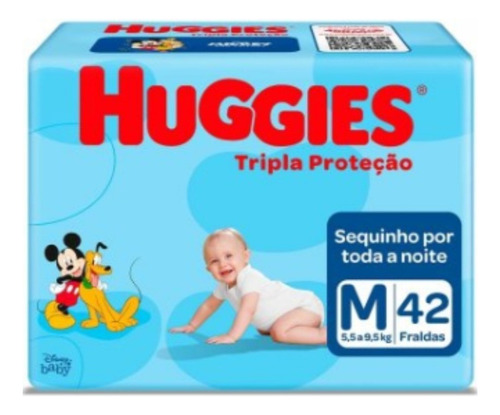 Kit Com 4 Fraldas Huggies Tripla Proteção M De 42 Unidades