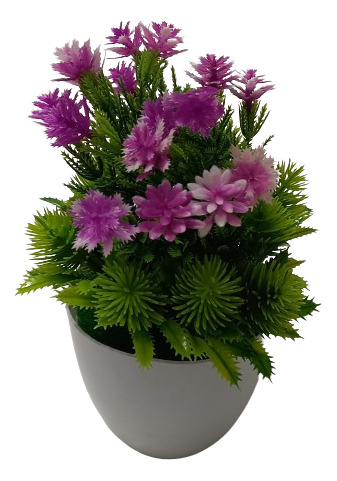 Planta Artificial Con Flores Moradas 19 Cm