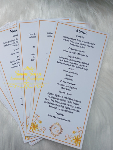 Kit 15 Menu Cardápio De Mesa Personalizado Casamento ,festas