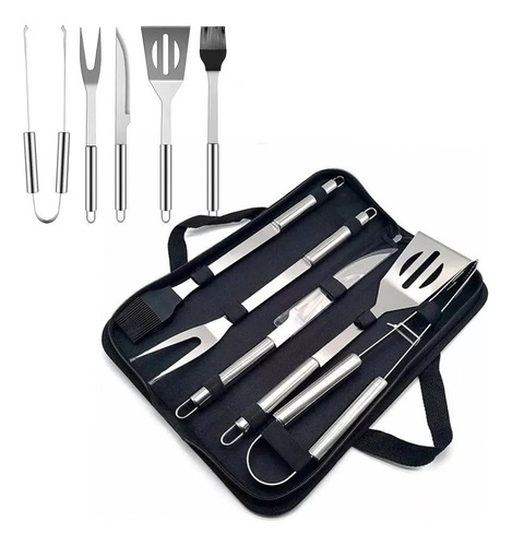 Set Asador Juego Parrillero 5 Piezas Con Estuche