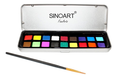 Aquarela Sinoart Sfp035 Pastilha 18 Cores 1 Pincel 1 Estojo