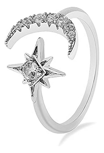 Anillos Bisutería - Cz Moon Star Rings For Women - Open Ring