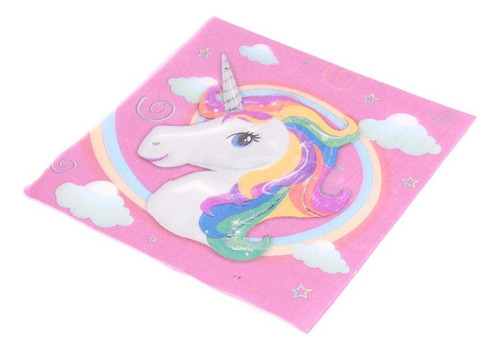 40 Piezas Servileta De Color Rosa Mágico Unicornio Para
