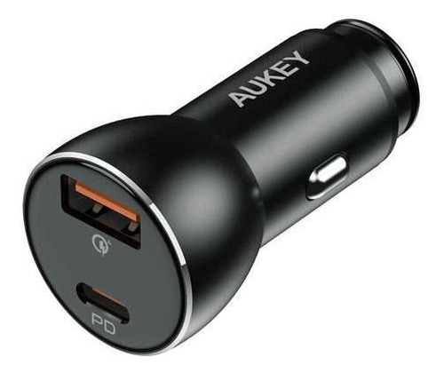 Aukey Cargador De Vehículo Dual Usb-c / Usb-a 48w Negro Cc-y