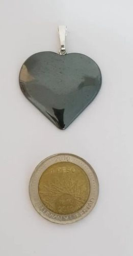 Dije Hematite Corazón  En Plata 925 Solo Dije