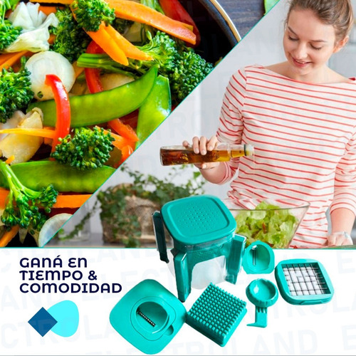 Imagen 7 de 10 de Cortador Multifunción De Verduras Frutas Rebanador Picador