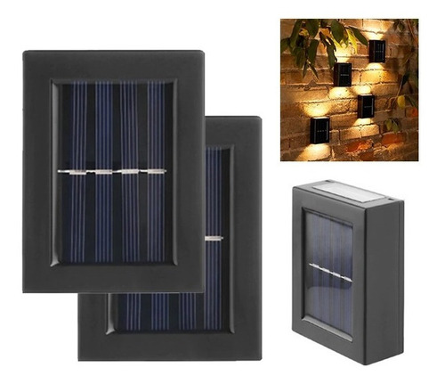 Aplique Luz Lampara Pared Bidireccional Panel Solar Calida