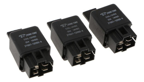3pcs Zt607 Dc12v 30a 4pin Heavy Duty Spst Relé De Alta